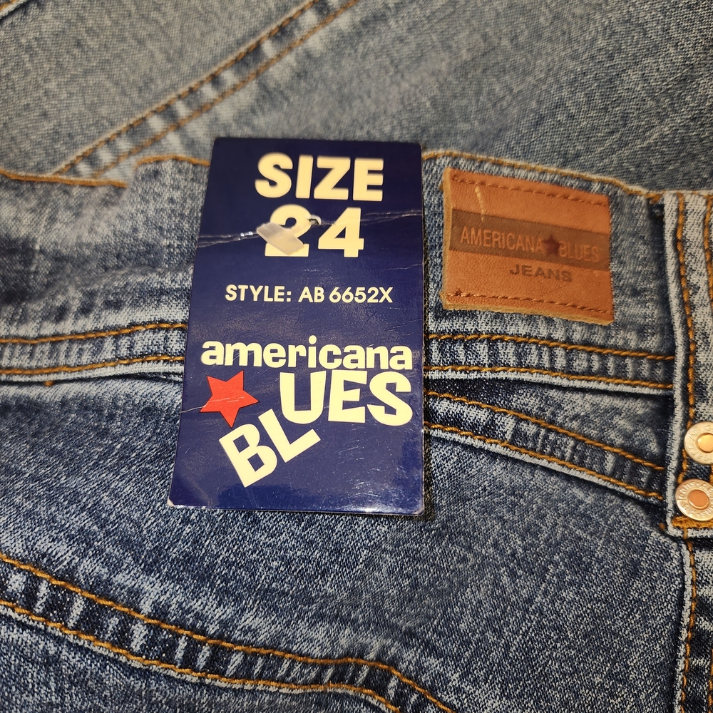Americana Blues Women's Stretch Blue Cargo Utility Jeans. Size 24. NWT! - Picture 7 of 8